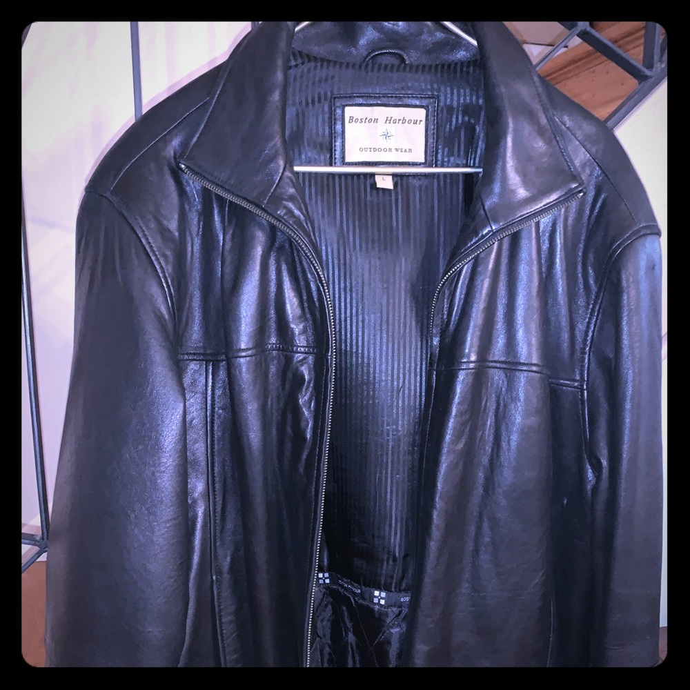 Men’s Boston Harbour Leather Jacket. Large